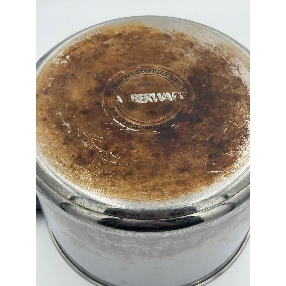 Vintage Farberware Classic Stock Pot 18/10 Stainless Steel 5 1/2 Qt W/ Glass Lid